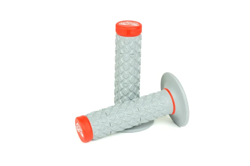 Renthal Soft/Firm MX Dual Compound Grips Tapered 1/2 Waffle - Gray/Red - Side View
