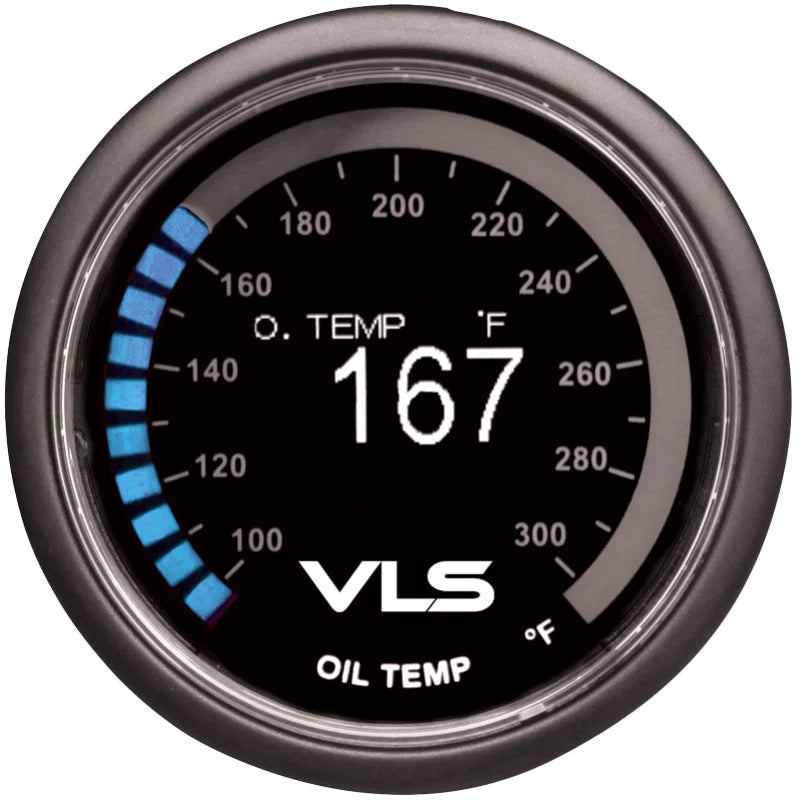 Revel VLS 52mm 100-300 Deg F Digital OLED Oil Temperature Gauge - Side View