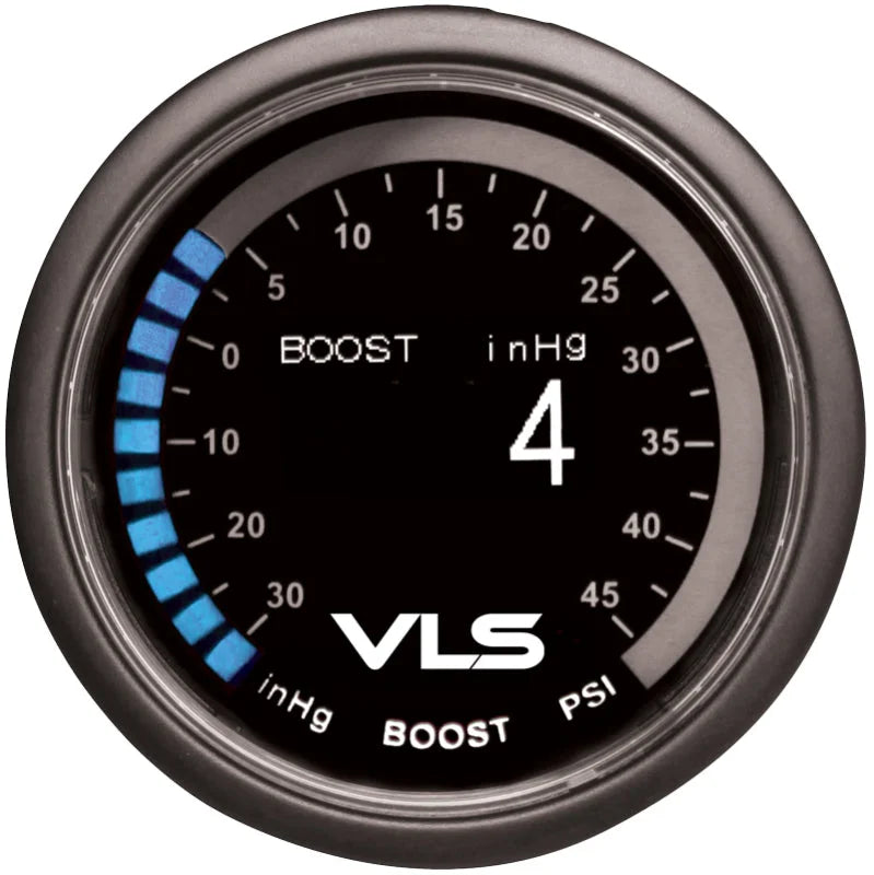 Revel VLS 52mm 30inHg-45PSI Digital OLED Boost Gauge - Main Product View