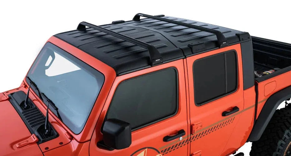 Rhino-Rack 07-22 Jeep Wrangler JK/JL 4 Door Hard Top Vortex SG 2 Bar Roof Rack - Black - Back View