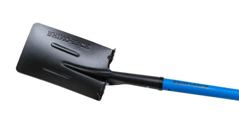 Rhino-Rack Stainless Steel Square Mouth Shovel - Orange Handle/Grey Grip - Installation View