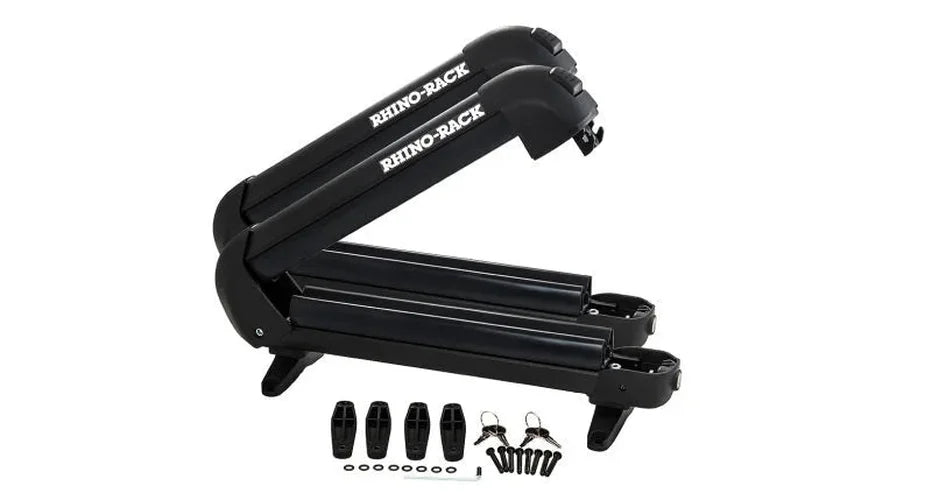 Rhino-Rack Universal Ski/Snowboard Carrier - Fits 3 Pairs of Skis or 2 Snowboards - Black - Side View
