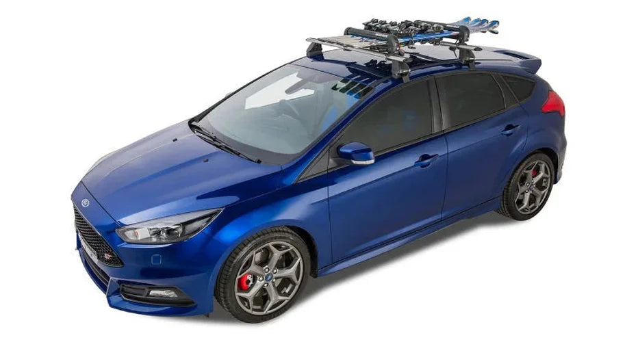 Rhino-Rack Universal Ski/Snowboard Carrier - Fits 4 Pairs of Skis or 2 Snowboards - Black - Side View