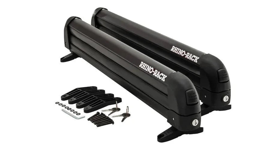 Rhino-Rack Universal Ski/Snowboard Carrier - Fits 6 Pairs of Skis or 4 Snowboards - Black - Side View