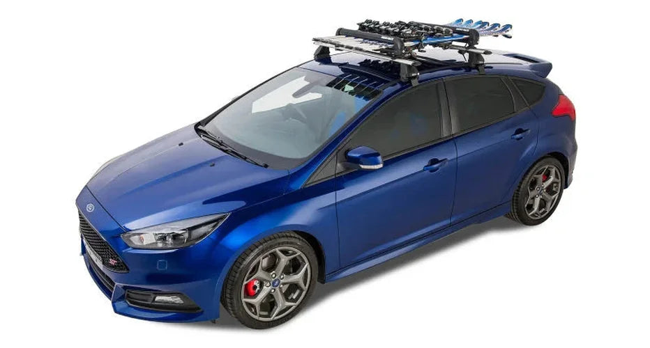 Rhino-Rack Universal Ski/Snowboard Carrier - Fits 6 Pairs of Skis or 4 Snowboards - Black - Installation View