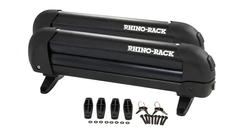 Rhino-Rack Universal Ski/Snowboard Carrier - Fits 3 Pairs of Skis or 2 Snowboards - Black - Installation View
