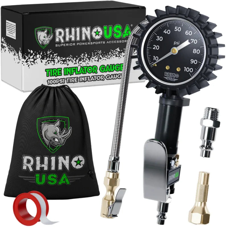 Rhino USA 100 Psi Analog Tire Inflator Gauge - Main Product View