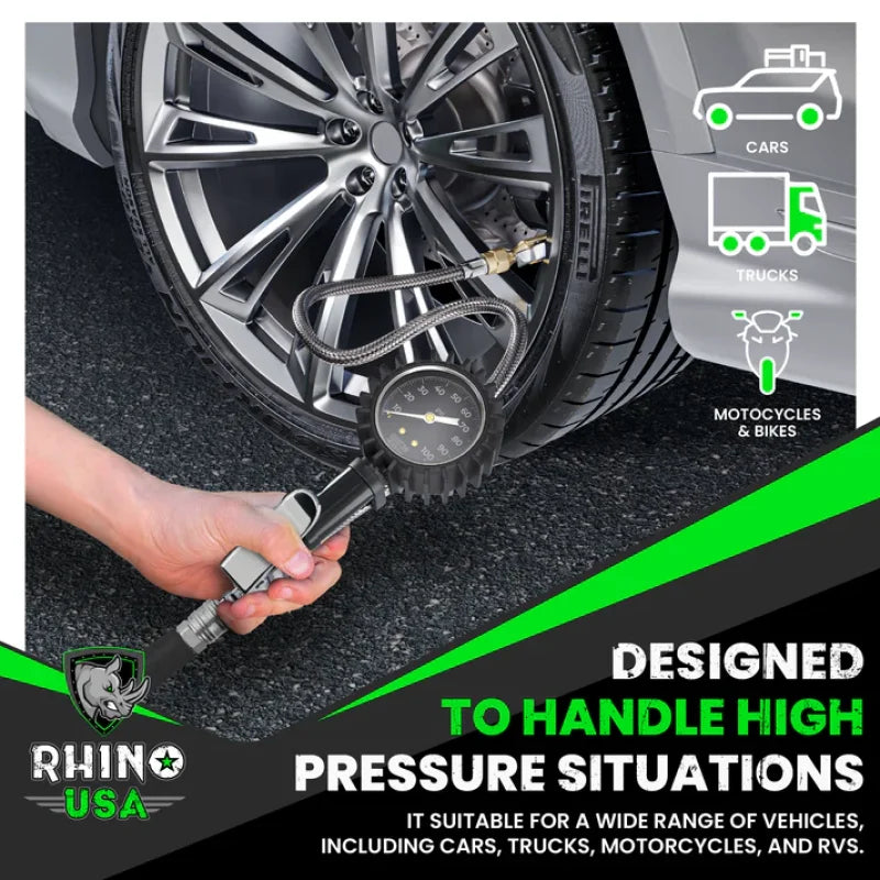 Rhino USA 100 Psi Analog Tire Inflator Gauge - Back View