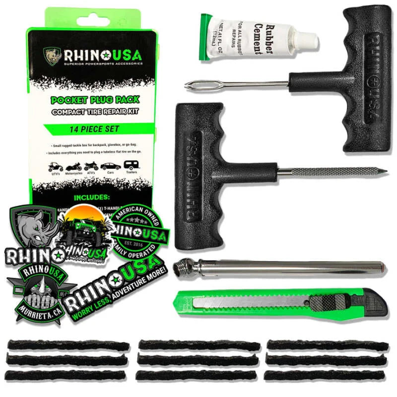 Rhino USA 14-Piece Compact Tire Repair Plug Kit - Main Product View