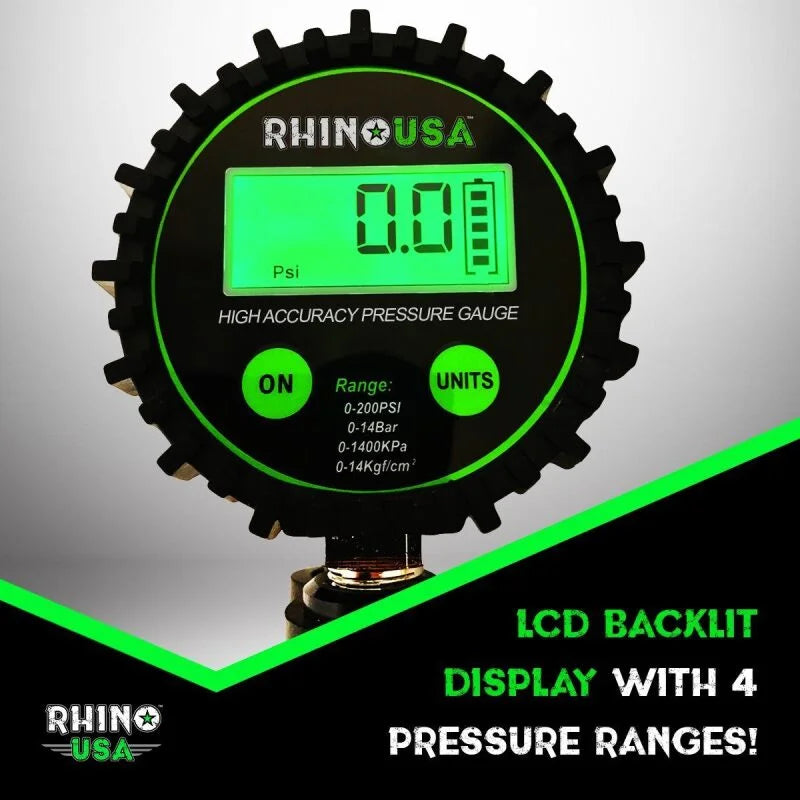 Rhino USA 200 Psi Digital Tire Inflator Gauge - Back View