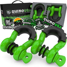 Load image into Gallery viewer, Rhino USA 3/4In D-Ring Shackle Set (2-Pack)(Green) - Main Product View