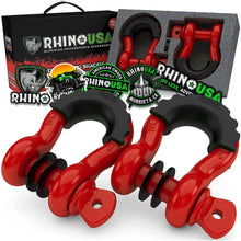 Load image into Gallery viewer, Rhino USA 3/4In D-Ring Shackle Set (2-Pack)(Red) - Main Product View