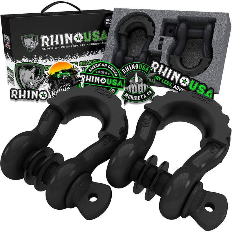 Rhino USA 3/4In D-Ring Shackle Set, Pack Of 2 (Black) - Main Product View