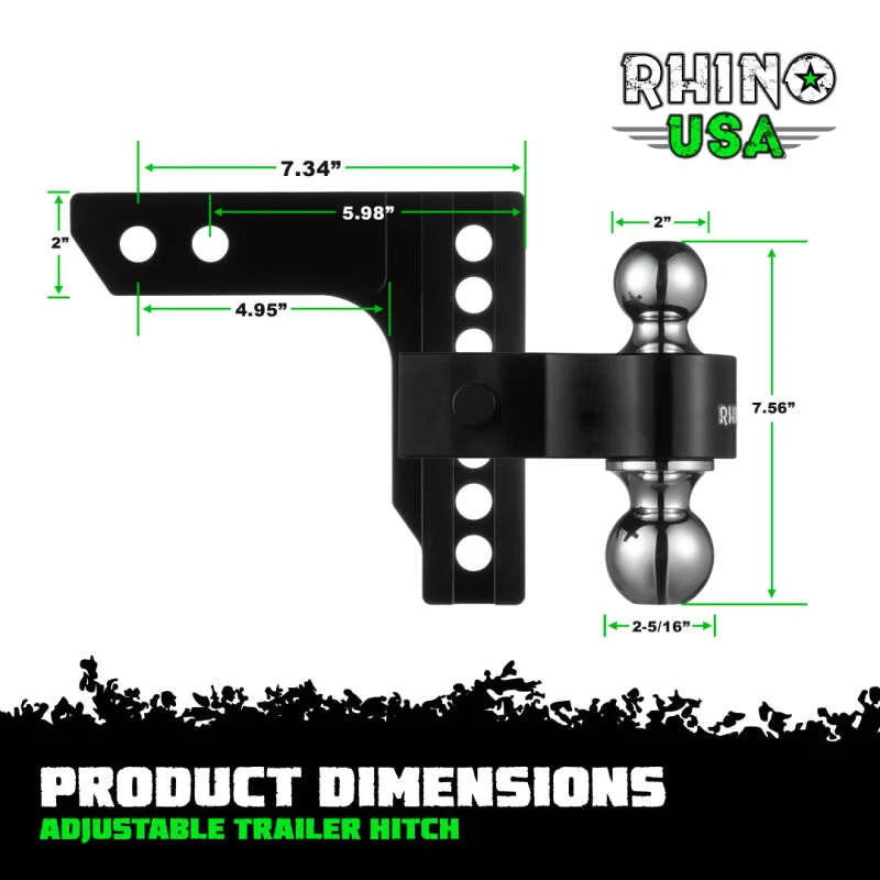 Rhino USA 6In Heavy Duty Drop Hitch - 2In (Black) - Additional View 5