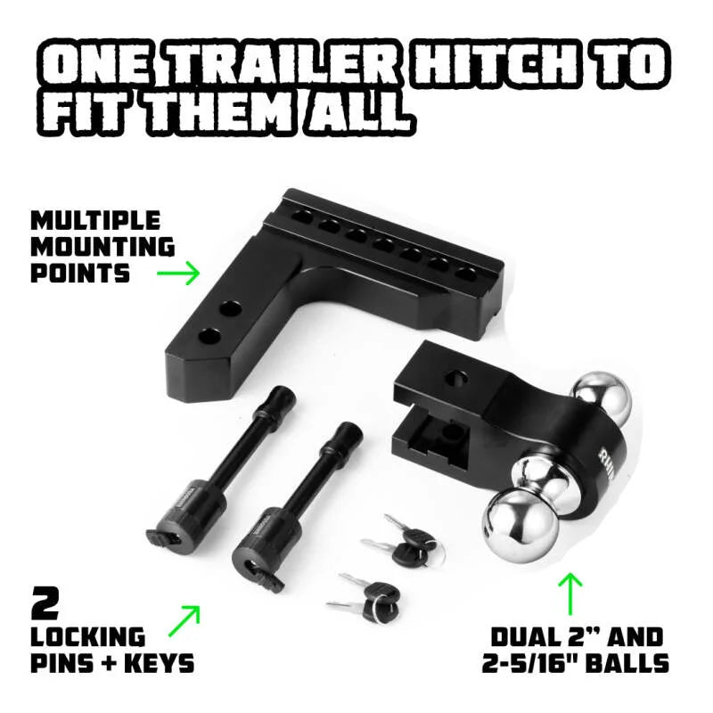 Rhino USA 6In Heavy Duty Drop Hitch - 2In (Black) - Additional View 6