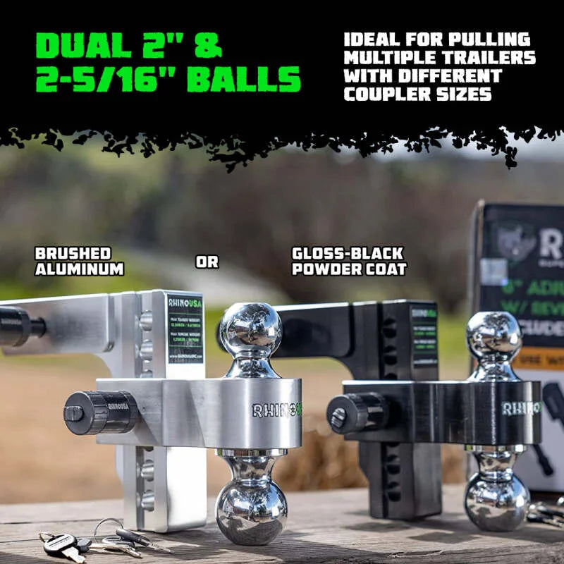 Rhino USA 6In Heavy Duty Drop Hitch - 2In (Silver) - Back View