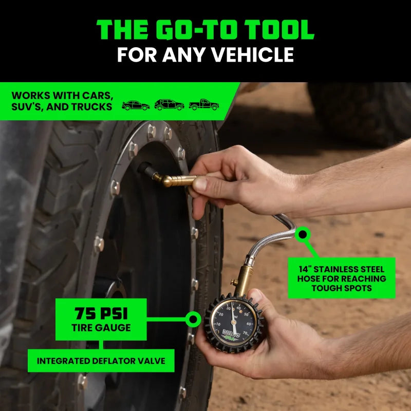 Rhino USA 75 Psi Analog Heavy Duty Tire Pressure Gauge - Installation View