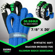 Load image into Gallery viewer, Rhino USA 7/8In X 30Ft Kinetic Rope Recovery Kit W/Soft Shackles (Blue) - Back View