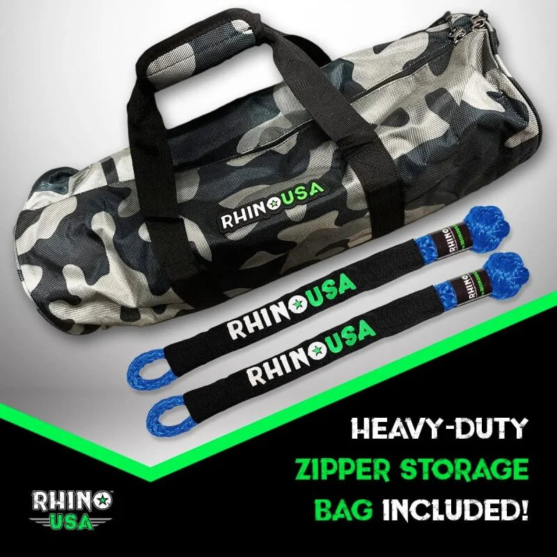 Rhino USA 7/8In X 30Ft Kinetic Rope Recovery Kit W/Soft Shackles (Blue) - Installation View