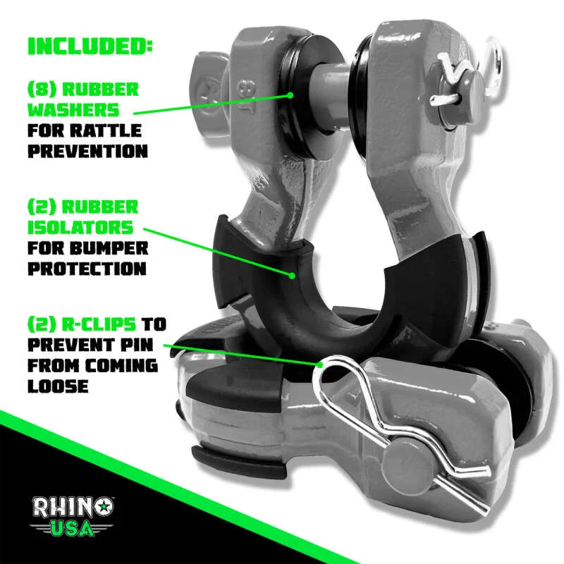 Rhino USA 8T Super Shackle 2-Pack (Gray) - Back View