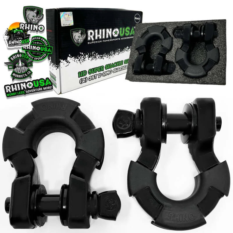 Rhino USA 8T Super Shackle 2-Pack (Matte Black) - Main Product View