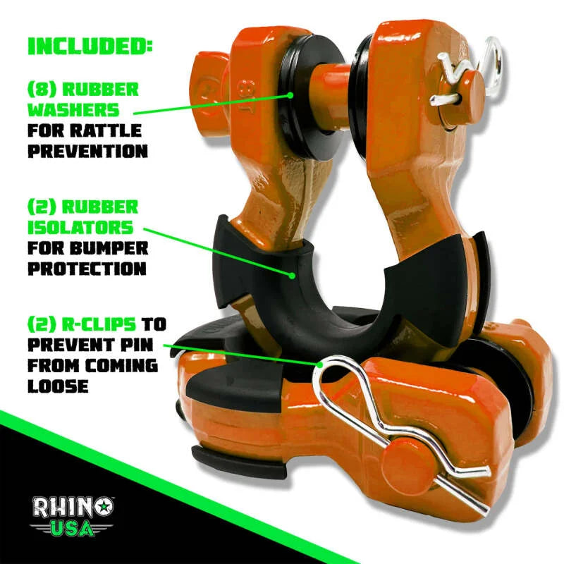 Rhino USA 8T Super Shackle 2-Pack (Orange) - Back View