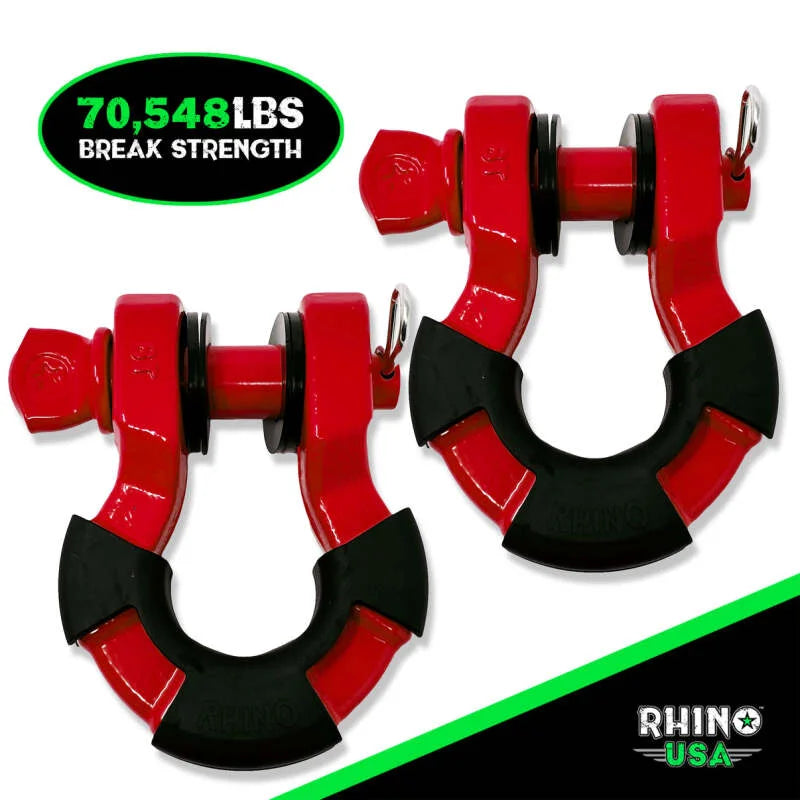 Rhino USA 8T Super Shackle 2-Pack (Red) - Main Product View