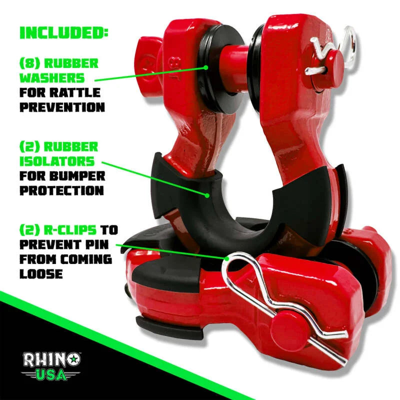 Rhino USA 8T Super Shackle 2-Pack (Red) - Side View