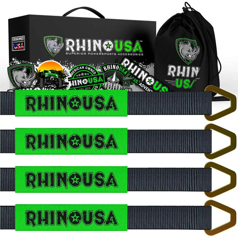 Rhino USA Axle Tie Down Straps (4-Pack) 2In X 38In - Black - Main Product View