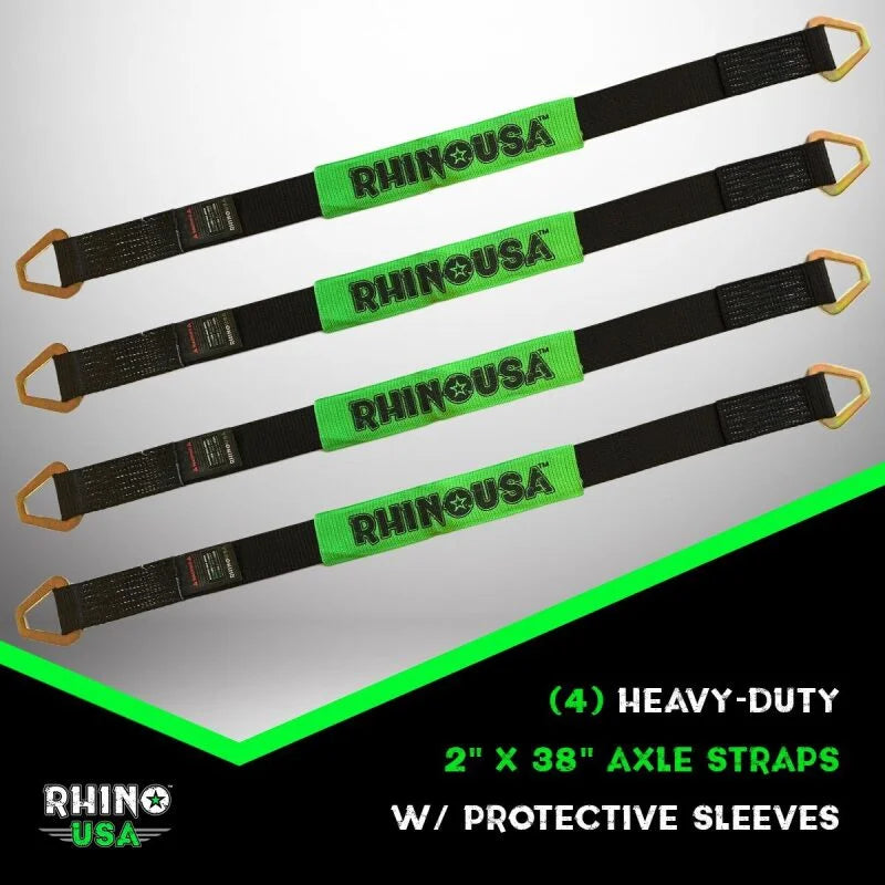 Rhino USA Axle Tie Down Straps (4-Pack) 2In X 38In - Black - Side View