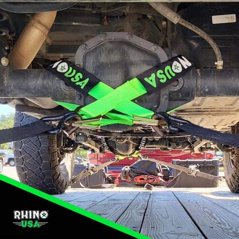 Rhino USA Axle Tie Down Straps (4-Pack) 2In X 38In - Black - Back View
