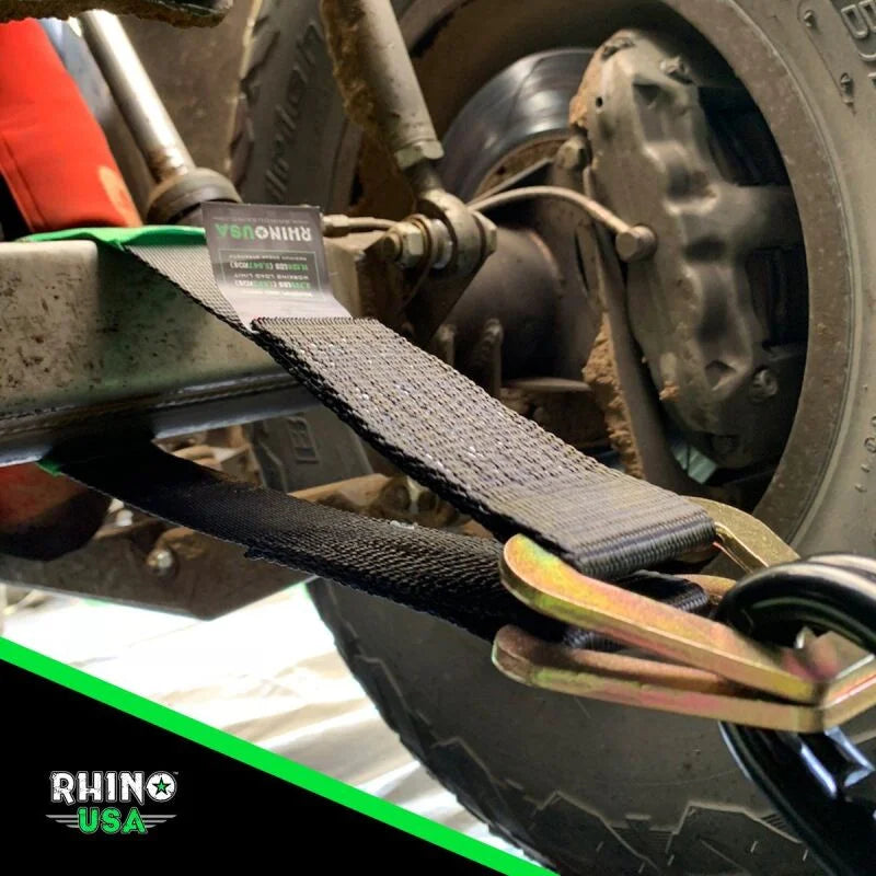 Rhino USA Axle Tie Down Straps (4-Pack) 2In X 38In - Black - Installation View
