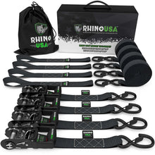 Load image into Gallery viewer, Rhino USA Heavy Duty Ratchet Tie-Down 4-Pack Black 1.6In X 15Ft - Main Product View