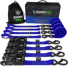 Load image into Gallery viewer, Rhino USA Heavy Duty Ratchet Tie-Down 4-Pack Blue 1.6In X 15Ft - Main Product View