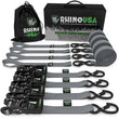 Load image into Gallery viewer, Rhino USA Heavy Duty Ratchet Tie-Down 4-Pack (Gray) 1.6In X 8Ft - Main Product View