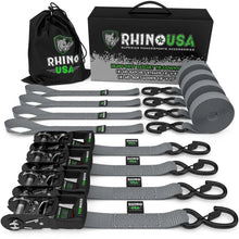 Load image into Gallery viewer, Rhino USA Heavy Duty Ratchet Tie-Down 4-Pack (Gray) 1.6In X 8Ft - Main Product View