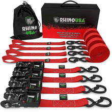 Load image into Gallery viewer, Rhino USA Heavy Duty Ratchet Tie-Down 4-Pack Red 1.6In X 15Ft - Main Product View