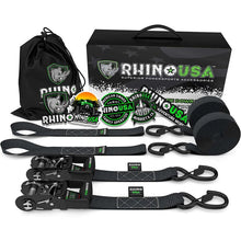 Load image into Gallery viewer, Rhino USA Heavy Duty Ratchet Tie-Downs 2-Pack (Black) 1.6In X 8Ft - Main Product View