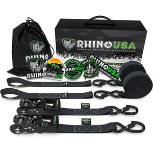 Rhino USA Heavy Duty Ratchet Tie-Downs 2-Pack (Black) 1.6In X 8Ft - Main Product View