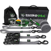 Load image into Gallery viewer, Rhino USA Heavy Duty Ratchet Tie-Downs 2-Pack (Gray) 1.6In X 8Ft - Main Product View