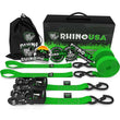 Load image into Gallery viewer, Rhino USA Heavy Duty Ratchet Tie-Downs 2-Pack (Green) 1.6In X 8Ft - Main Product View