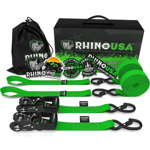 Rhino USA Heavy Duty Ratchet Tie-Downs 2-Pack (Green) 1.6In X 8Ft - Main Product View