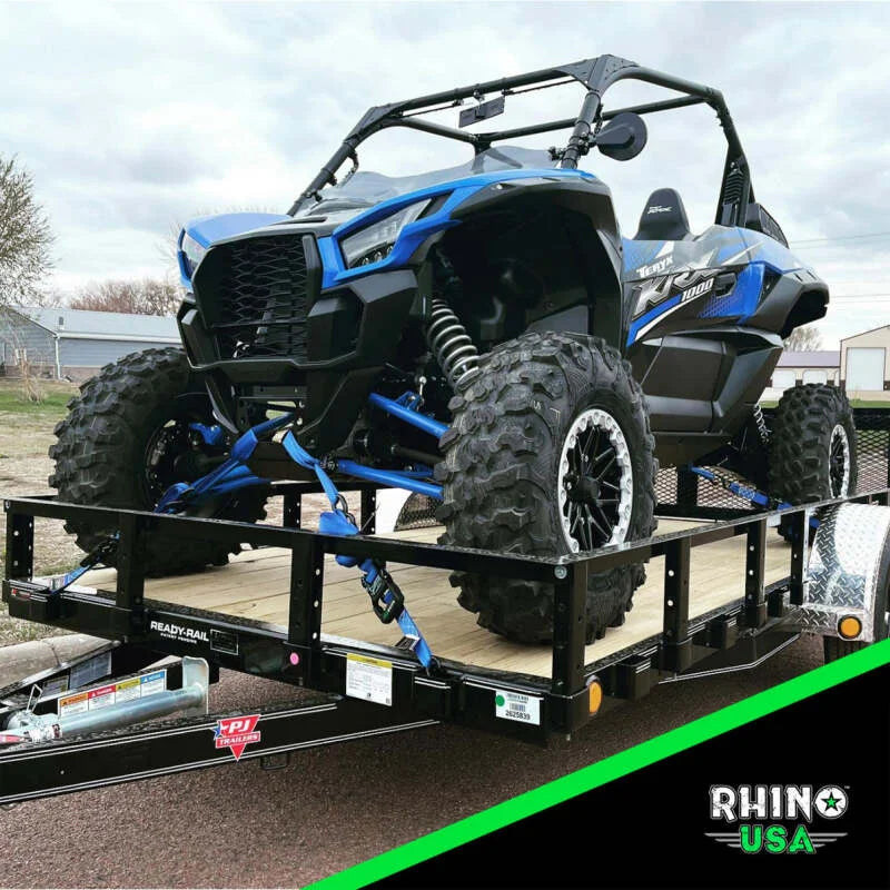 Rhino USA Heavy Duty Ratchet Tie-Downs 2-Pack (Green) 1.6In X 8Ft - Installation View