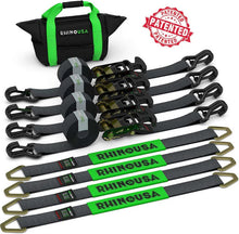 Load image into Gallery viewer, Rhino USA Heavy Duty Vehicle Tie Down Kit - Black - Main Product View
