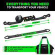 Load image into Gallery viewer, Rhino USA Heavy Duty Vehicle Tie Down Kit - Black - Side View