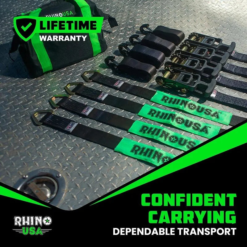 Rhino USA Heavy Duty Vehicle Tie Down Kit - Black - Installation View