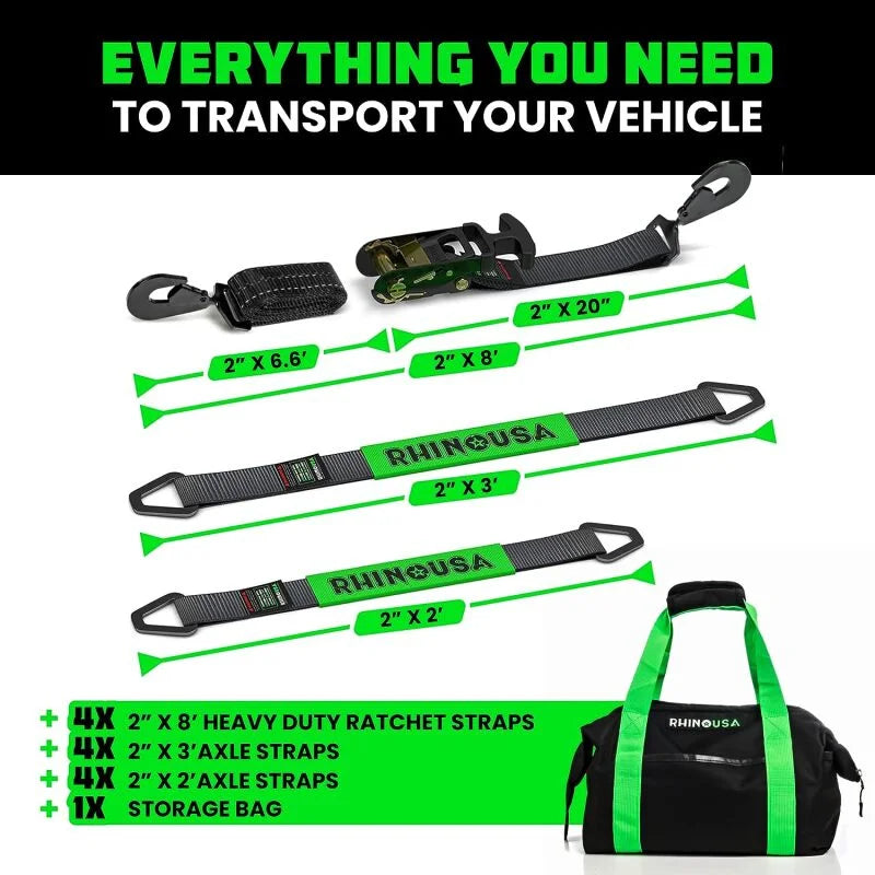 Rhino USA Heavy Duty Vehicle Tie Down Kit (Snap Hook) - Installation View