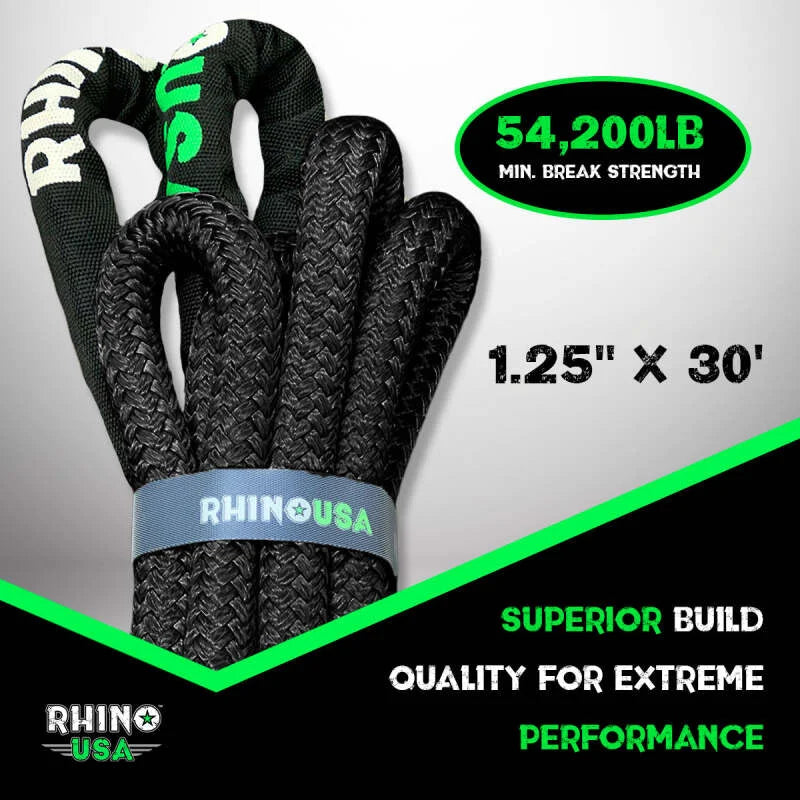 Rhino USA Kinetic Energy Recovery Rope (1.25In X 30Ft) Black - Installation View