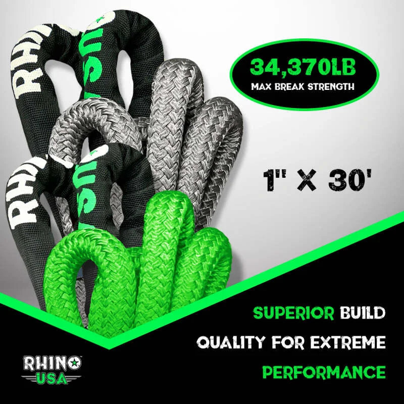 Rhino USA Kinetic Energy Recovery Rope (1In X 30Ft) Gray - Installation View