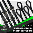 Load image into Gallery viewer, Rhino USA Medium Duty Ratchet Strap Tie-Down 4-Pack (Black) - Additional View 5